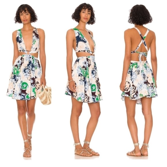 Agua Bendita Gillian Cardumen Floral Print Cutout Mini Dress NWT Size Medium - Picture 5 of 16